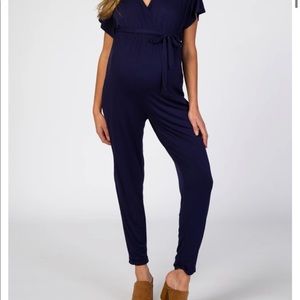 Navy maternity jumpsuit, worn twice
